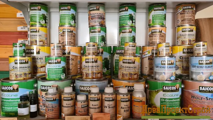 Продажа профессиональных масел и восков для защиты древесины. 