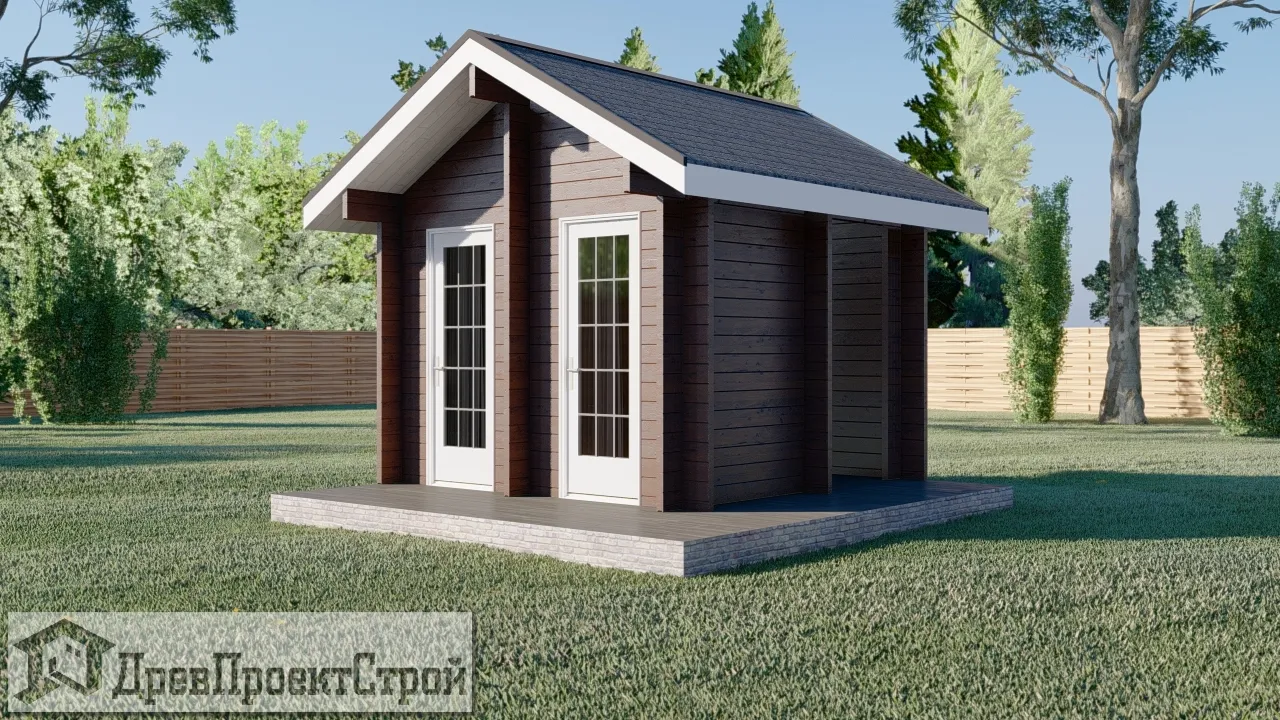 Хозпостройка из мини-бруса: Душ-Туалет проект № 134.