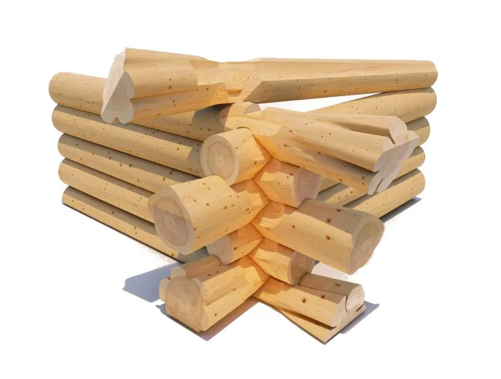 Ручная рубка сруба.