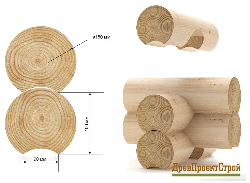 Оцилидрованное бревно 18-19(D)х6000-9000(L) мм