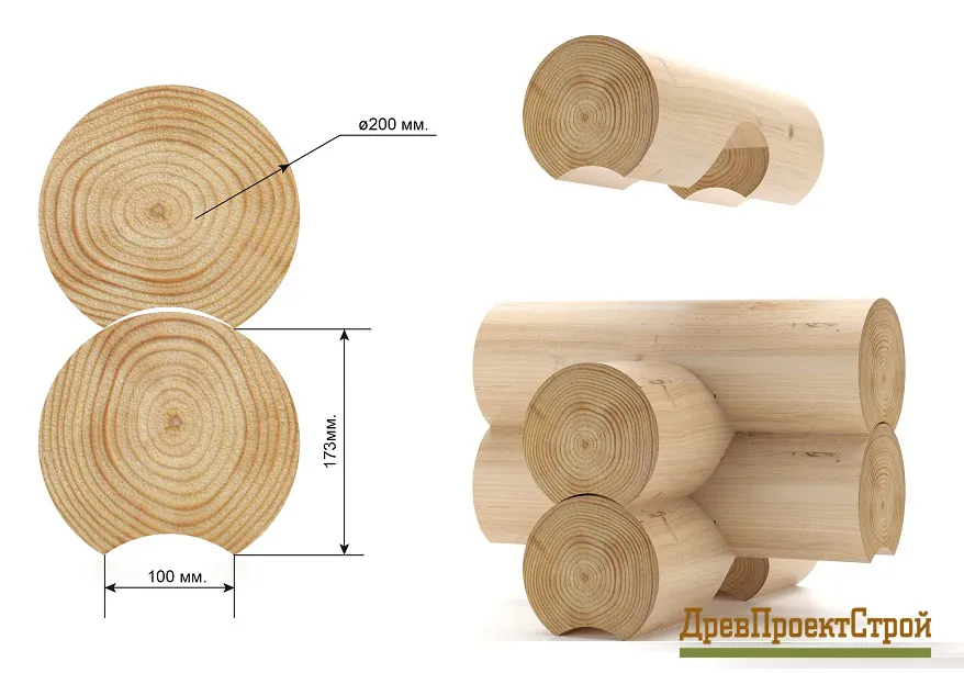 Оцилидрованное бревно 20-21(D)х6000-9000(L) мм