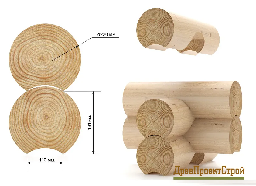 Оцилидрованное бревно 22-23(D)х6000-9000(L) мм