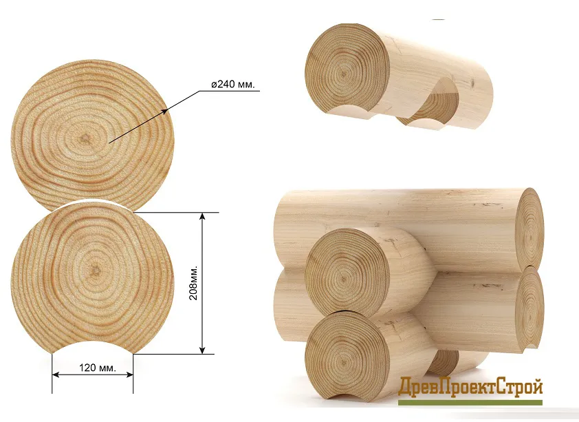 Оцилидрованное бревно 24-25(D)х6000-9000(L) мм