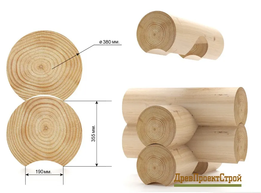Оцилидрованное бревно 38-39(D)х6000-9000(L) мм