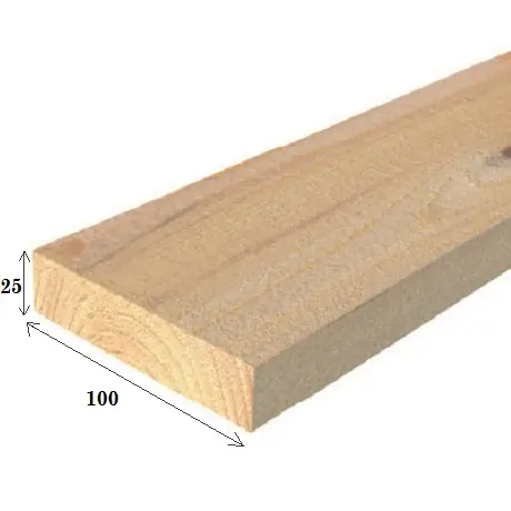 Доска КС обрезная 25*100*6000 мм (хвойные сорт 1-4 (ГОСТ 26002-83)