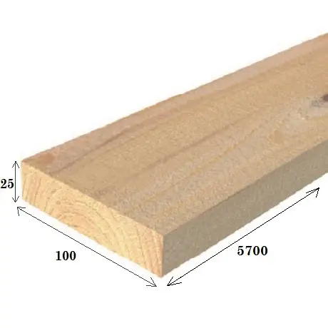 Доска КС обрезная 25*100*5700 мм (хвойные сорт 1-4 (ГОСТ 26002-83)