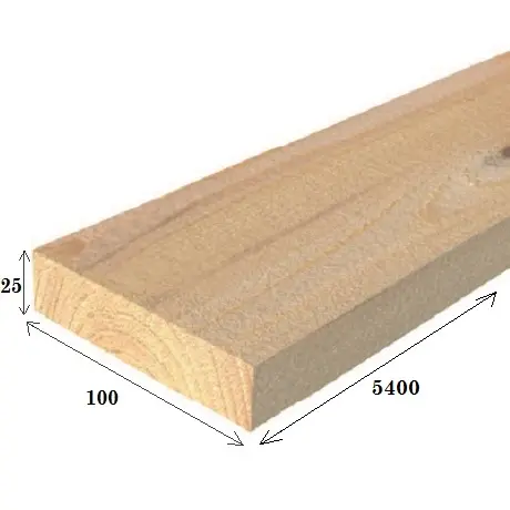 Доска КС обрезная 25*100*5400 мм (хвойные сорт 1-4 (ГОСТ 26002-83)