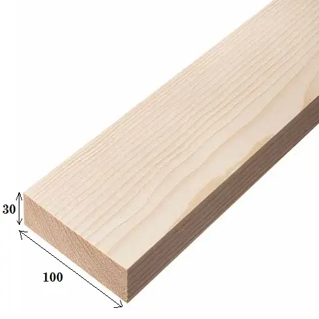 Доска КС строганая 30*100*6000 мм (хвойные сорт AB)
